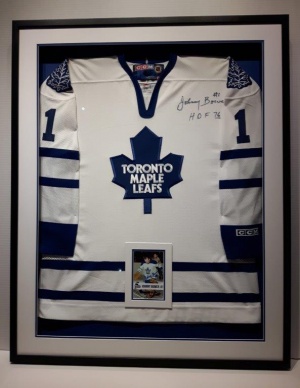  Johnny Bower Custom Framed Leaf Jersey