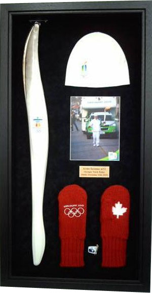  Shadow box framing of an Olympic Torch