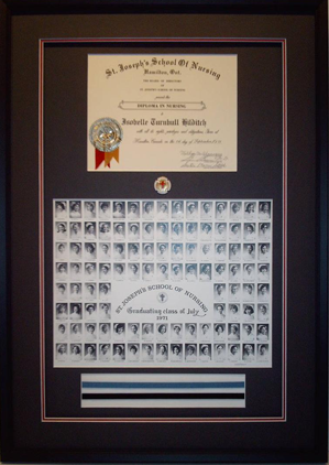  Custom framed Nursing Diploma & Class Photo