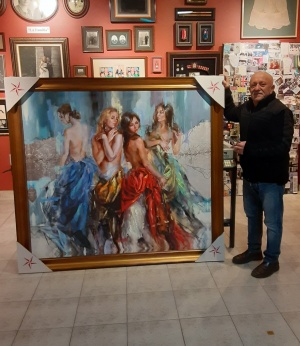  Large framed & stretched canvas